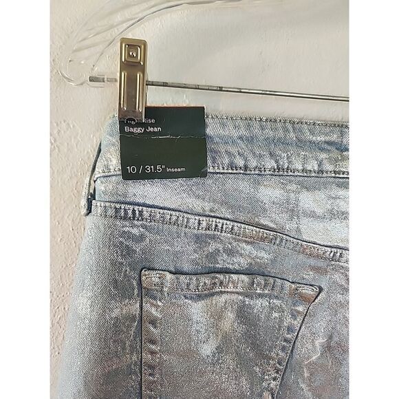 Wild Fable Women's High Rise Wide Silver Metallic Relaxed Baggy Jeans Size 10 - Picture 5 of 5